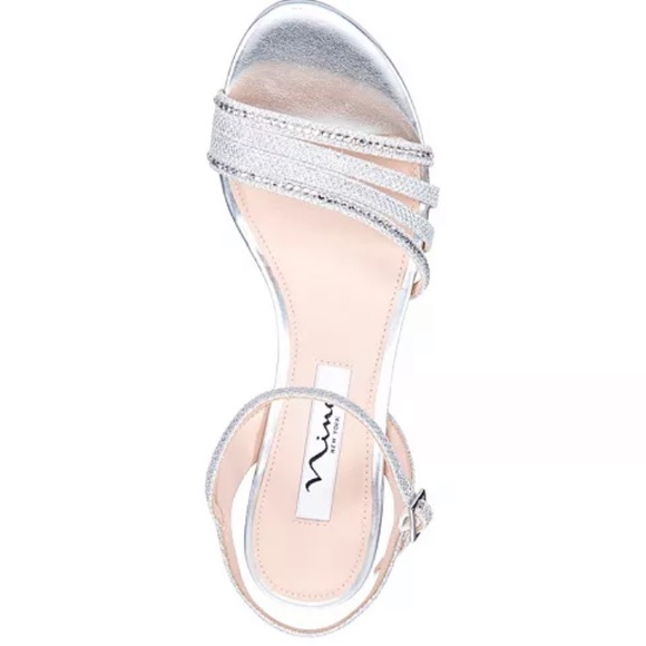 Nina New York Nelena Silver Rhinestone Sparkly Strappy Evening Sandals Size 6.5 - Picture 3 of 16